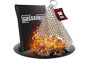 ‎GUSSKÖNIG Gusskönig Gusseisen Ringreiniger (Ring cleaner18x18 cm)- Hochwertiger Edelstahl Ringreiniger für Effektive und schonende Reinigung von Gusseisenprodukten - Schützt Patina