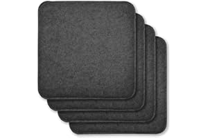Rubberneck Juego de 4 Cojines de Asiento de Fieltro Antideslizantes, Cuadrado, extragruesos, Color Gris Oscuro