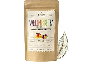 CAMINO DE CABRAS Infusion bien-être - Tisane draineur & detox - Defenses immunitaires - Thé vert, gingembre, curcuma, fruit de la passion, mangue, kiwi, spirulina, antioxydant naturel 100g