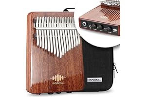MOOZICA EQX Series Kalimba profesional, pastilla piezoeléctrica incorporada, 17 teclas thumb piano con control de efectos de coro y retardo, kalimba acústico-eléctrica
