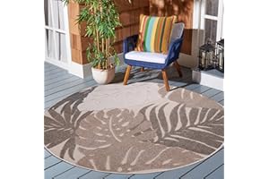 ‎SANAT SANAT Outdoor Teppich Wetterfest - Outdoorteppiche für den Innen und Außenbereich, Balkon Teppich Wasserabweisend, Strapazierfähige Teppiche für Terrasse Garten und Wohnzimmer, Beige 200 cm Rund