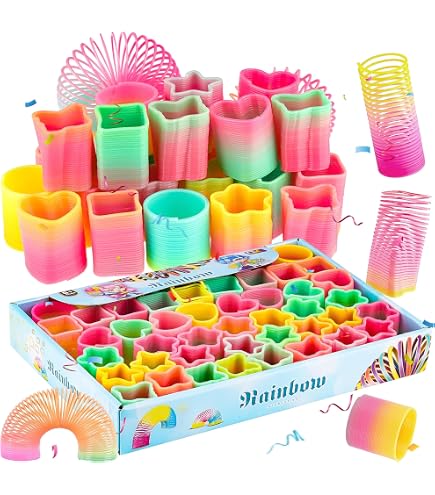 4-teiliges Regenbogen-Spiralen Set – Stern, Herz, Achteck, Schmetterling, 8 Cm, Für Party & Kindergeburtstag