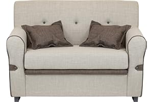 Totò Piccinni Divano 2 Posti in tessuto con Cuscini Imbottito, con Braccioli (Nocciola)