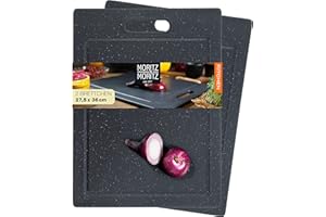 ‎MORITZ & MORITZ Moritz & Moritz 2x Schneidebretter Kunststoff - 36 x 27,5 cm - Schneidebretter BPA frei - Küchenbretter Granitoptik - Cutting Board mit Antirutschfüßen, Eingriffsöffnung - Schneidebrett mit Saftrille