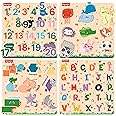 Fisher Price Wooden Educational Colorful Alphabets, Counting Numbers, Shapes and Colours Puzzle for Preschool Kids (12x12 Inches)- Set of 4