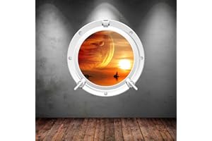 WALL SMART DESIGNS Full Colour Space Porthole Planets Universe Galaxy Spaceship Wall Art Sticker Decal Mural Transfer Print 25 WSD632