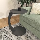 interGO-Tekerlekli C Sehpa Koltuk Sehpası Yan Sehpa Zigon Sehpa Servis Sehpası (Antrasit Gri)