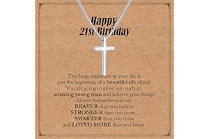 BFUEBUR Cross Necklace 16th/18th/21th Birthday Gift for Boy, Stainless Steel Cross Pendant Necklace for Men, Crucifix Necklaces Happy Birthday Gifts for Son Grandson Nephew Brother