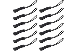 Wisdompro Zipper Pulls, 12 Pack Zip Tags Cord Pulls for Backpacks, Bags, Luggage, Suitcases, Jackets - Black