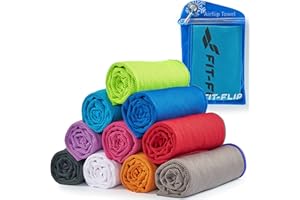 FIT-FLIP Ręcznik chłodzący do sportu i fitnessu – Ręcznik chłodzący z mikrofibry – Airflip Cooling towel – Ręcznik sportowy z mikrofibry do biegania – Kolor: Niebiesko-ciemnoniebieski, Rozmiar: 100x30cm