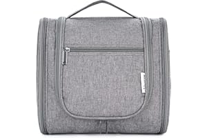 Narwey Neceser Colgante Bolsa de Aseo Mujer Grande Neceser Maquillaje Organizador Viaje Accesorios Largo (Gris)