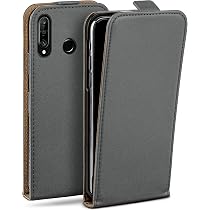 Moex 4-in-1 Schutzhülle Für Huawei P30 Lite – Mit Displayschutz, Flip Case Aus PU Leder & 360° Rundumschutz, Dunkelgrau