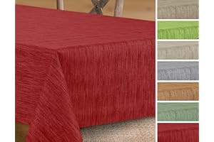 BEAUTEX Wachstuchtischdecke rund oval eckig, Georginias Tischdecke abwischbar, Farbe und Größe wählbar (Eckig 160x140 cm Rot)