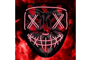 BALINCO Maska LED z 3 trybami wiecenia - idealna dla DJ-a techno | Halloween | cosplay | karnawa | przeraajca maska | neonowa maska | jako dodatek do kostiumu horroru