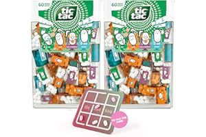 SWEET BUDDIES Tic Tac Travels Pack Double Travel Mix – 60 Mini-Boîtes par Pack (4 Saveurs) + Jeu de Morpion – 120 Bonbons Mini pour Événements, Écoles, Cadeaux, Bureau et Fêtes