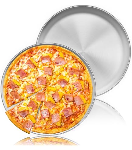 YEUIKERR 8-Pack 12 Inch Stainless Steel Pizza Pans – Round Baking Trays For Oven, Restaurant & Home Kitchen