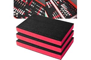 Precision Defined per Cassette degli Attrezzi - Inserti in Schiuma Custodie, Shadow Foam Attrezzi - Nero/Rosso (45,7 x 30,4 x 5 cm, Confezione da 3)