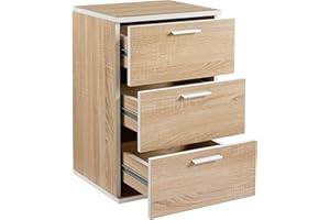 Soberine Comodino Camera da Letto con 3 Cassetti Tavolino da Notte in Legno Mobile da Letto Portaoggetti 60 x 40 x 35 cm Salvaspazio per Soggiorno Legno/1