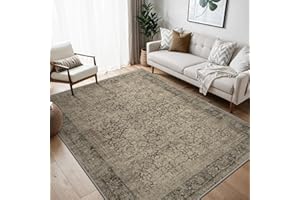 BEIMO 140X200CM Area Rugs for Bedroom,Vintage Boho Carpets for Living Room Non Slip Machine Washable Rug Short Low Pile Rug for Office-Brown