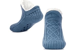 TOLUMO Slipper Socks for Women Men Warm Holding Sock Non Slip Knitted Thick Lined Cosy Winter Fluffy Bed Slippers Suitable for Indoor Home House Floor