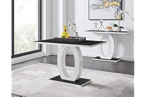 Furniturebox UK Dining Table - White Giovani Dining Table With Black Tempered Glass Tabletop - Contemporary High Gloss And Glass Table (Dining Table Only)