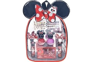 Townley Girl Disney Minnie Mouse Backpack Makeup Set for Kids | Makeup Kit Includes Lip Gloss, Nail Polish & More | Birthday Gifts for Ages 3