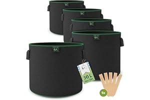 TTL COMMERCE TTL Garden - Saco para plantas (5 unidades, 30 L, fieltro y tela no tejida)