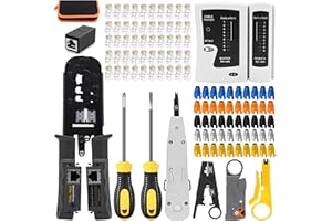 LUBEIN-BRAND LUBEIN CAT6 CAT5 Testeur de Network RJ45 Pince à Sertir Outil de Kits Réseau Câble Kits d’Outils Sertissage de RJ11 RJ12 Réparation d’Ordinateur Net Professionnel Maintenance de Testeur de LAN(gris)