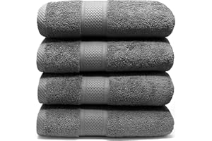 LEBENGOOD Juego de Toallas Baño y Lavabo 100% Algodón Premium 550gsm | Toallas Suaves, Absorbentes y Resistentes para Ducha, Hotel, SPA y Gym | Set de 4 Toallas Mano y Cuerpo (4 50X90 Acero)