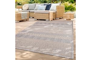 ‎TT HOME TT Home In-& Outdoor Teppich Wetterfest Balkon Küche Wohnzimmer Boho Rauten Design, Farbe: Grau, Größe:240x340 cm