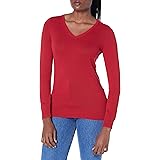 Amazon Essentials Jersey de Cuello en V, Manga Larga, Ligero y de Ajuste Clásico (Disponible en Tallas Grandes) Mujer