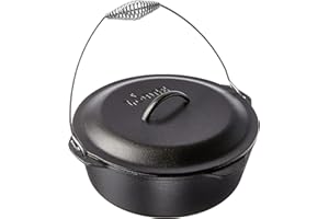 Lodge 8.52 litre / 9 quart Pre-Seasoned Cast Iron Dutch Oven/Casserole Dish (with Spiral Bail Handle)