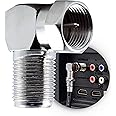GE Right-Angle F-Type Connector Adapter, 1-Pack, for RG59 RG6 F-Type Coaxial Cables, 90-Degree Male-to-Female Connector, Screw-On Installation, No Tools Required, 34483
