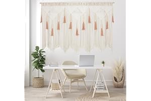 HOLAVIDA Woven Macrame Wall Hanging, Bohemian Geometric Decor Handmade Tassel Tapestry for Home Wall Decoration, 167cm×112cm(Not Included Wood Dowels)