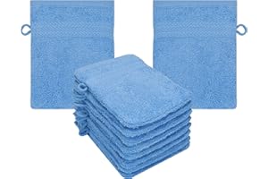Betz Premium Lot de 10 Gants de Toilette en éponge lavettes pour Le Visage en 100% Coton Gant de Toilette pour bébé Couleur Bleu Clair
