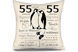 AOSUMIN 55 ANNI da Signor Perfetto 55 ANNI da Signora Sempre nel Giusto Regalo Anniversario di Matrimonio Copricuscini per Coppie Marito Moglie Genitori Nonni Amici Zia Zio Regalo 55° Anniversario(55-b)