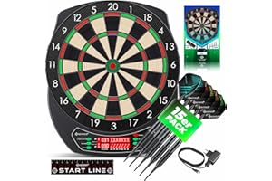 ‎KESSER KESSER® Elektronische Dartscheibe Profi Set - E Dartboard mit 15 Dartpfeile + 20 Pro Flights 100 Pfeilspitzen + Zubehör Dart für 1 bis 8 Spieler mit LED Anzeige