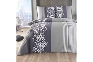 BFW Baumwolle feinbiber Bettwäsche 135x200 Kissenbezug 80x80 Warme Biber Bettbezug mit Muster, Größe:155 x 220 cm, Design - Motiv:Design 4