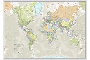 Maps International - Mapa del mundo grande, póster clásico con el mapa del mundo, plastificado – 118,9 x 84,1 cm – Colores clásicos