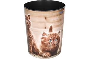 Läufer Kosz na śmieci o pojemności 13 litrów, idealny do pokoju dziecięcego, okrągły, solidny plastik, ciekawskie kocięta