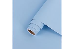 ARTHOME WALL DECOR Arthome Autoadhesivo Papel Pintado,44cmx3m Claro Azul Mate Papel,Color Sólido Mate Pintado Decorativo Adhesivo Removible Vinilo Impermeable para Cubrir Paredes de Armarios