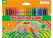 BIC Kids Ceras de Colores para Niños, Óptimo para material escolar,Plastidecor, Colores Vivos Surtidos, Ideal para colorear, 24 Ceras