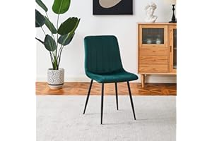 MOF Velvet Dining Chairs Kitchen Chairs Living Room Chairs with Sturdy Metal Legs Reception Chairs with Backrest and Padded Seat (Green Stripe), 46X52X89cm.