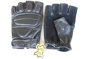STARLINGUKPK Calidad Suave Auténtica Piel de Vaca sin dedos guantes de disparo acolchados de espalda, guantes de ciclismo guantes de Búsqueda, guantes para moto.
