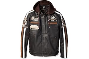 URBAN 5884 Chaqueta Moto Hombre en Cuero 58 Gents | Cazadora de Moto de Piel de Cordero | Armadura Removible para Espalda, Hombros y Codos Aprobada por la CE | Marrón | XL