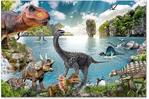 Close Up Podkładka na biurko z dinozaurami dla dzieci | 60 x 40 cm | zmywalna, wodoodporna, odporna na rozerwanie | bogaty w szczegóły i starannie wykonany motyw | Zaprojektowana i wyprodukowana w