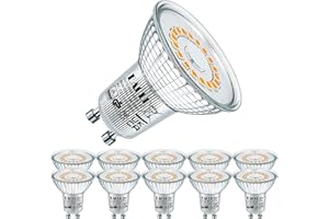 EACLL Bombillas LED GU10 Cálido Blanco 4.8W Fuente de Luz 3000K 535 Lúmenes Equivalente 70W Halógena Lámpara. AC 230V Sin Parpadeo Focos, 120 ° Blanca Cálida Reflectoras Spotlight, 10 Pack