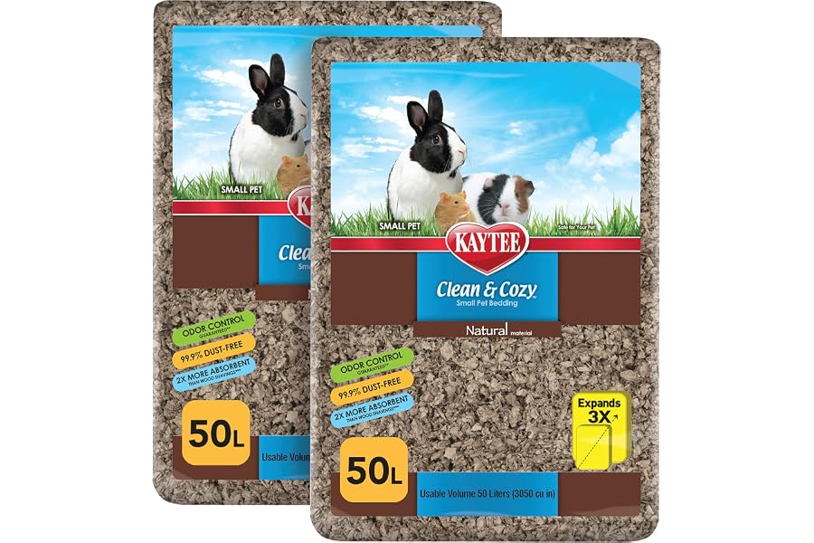 Kaytee Clean & Cozy Natural Small Animal Pet Bedding SIOC 2/50 Liters, Brown