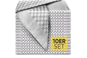 SIDORENKO Loco Bird strofinacci cucina cotone 50x70 cm grigio a righe - Set di asciugamani da cucina di alta qualità in 10 pezzi - Asciugapiatti Premium - stracci cucina in cotone per asciugare