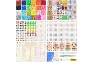 TULADUO Clay Beads Bracelet Making kit, Polymer Clay Beads Bracelet Making Kit, 6mm Heishi Beads for Bracelet with Letter Beads